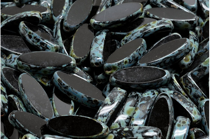 Table Cut Ship Flat Beads, Black Stain Strong (23980 86805), Glass, Czech Republic
