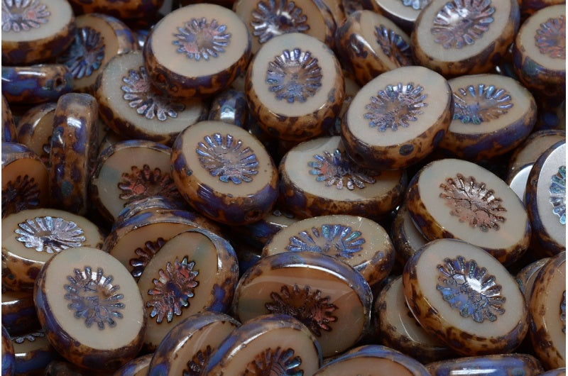 Table Cut Kiwi Beads, 11020 Travertin (11020 86800), Glass, Czech Republic