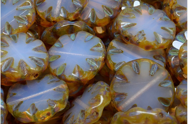 Table Cut Sun Beads, Transparent Light Amethyst Travertin (21000 86800), Glass, Czech Republic