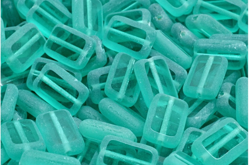 Table Cut Rectangle Beads, Transparent Aqua 84100 (60200 84100), Glass, Czech Republic