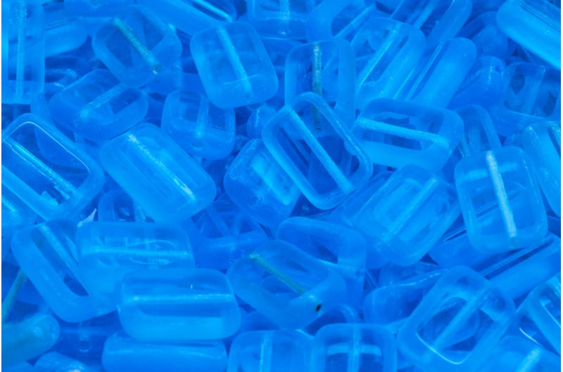 Table Cut Rectangle Beads, Transparent Aqua 84100 (60020 84100), Glass, Czech Republic