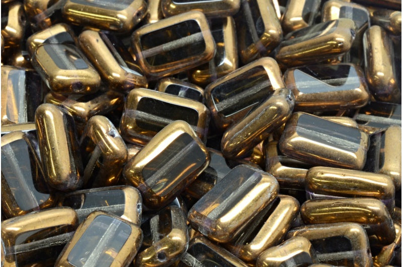 Table Cut Rectangle Beads, 40020 Bronze (40020 14415), Glass, Czech Republic