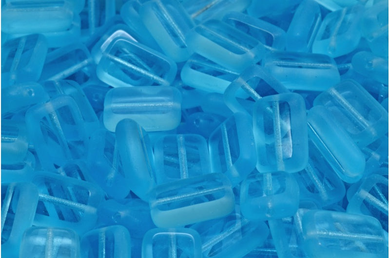 Table Cut Rectangle Beads, Transparent Aqua 84100 (60000 84100), Glass, Czech Republic