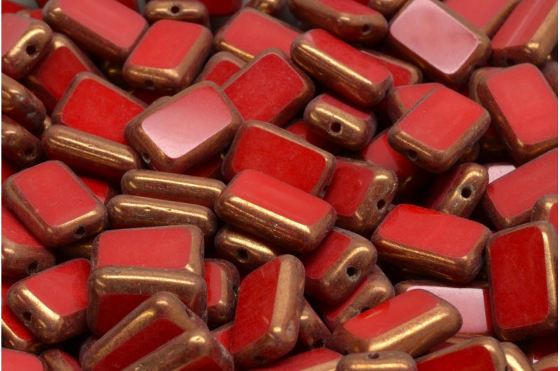 Table Cut Rectangle Beads, Opaque Red Bronze (93200 14415), Glass, Czech Republic
