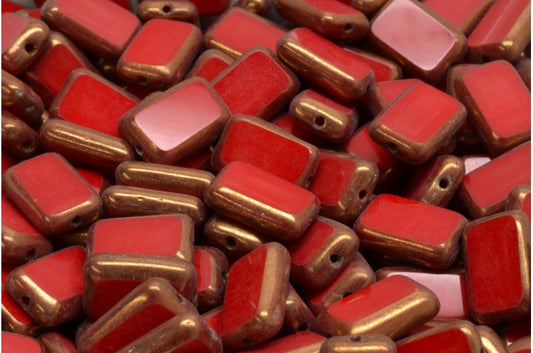 Table Cut Rectangle Beads, Opaque Red Bronze (93200 14415), Glass, Czech Republic