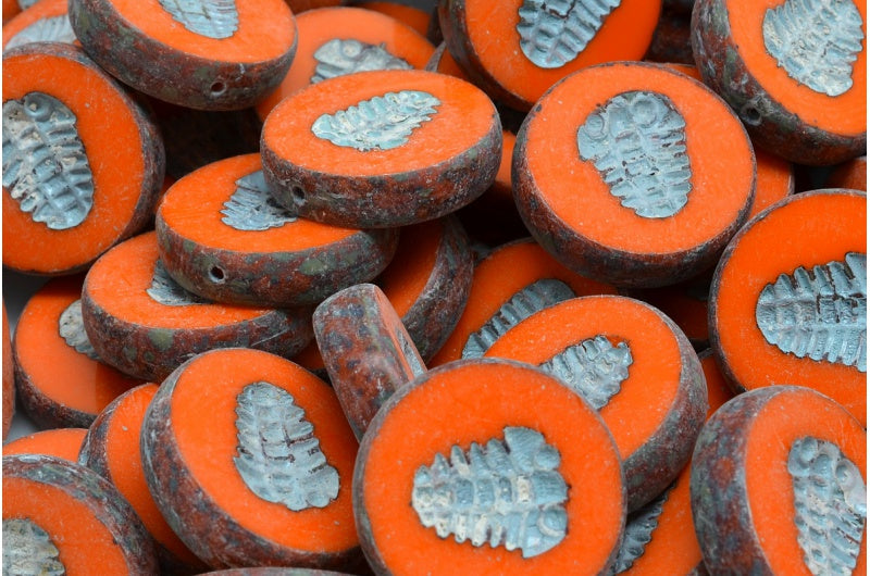 Table Cut Trilobit Beads, Opaque Yellow Travertin 54308 (93120 86800 54308), Glass, Czech Republic