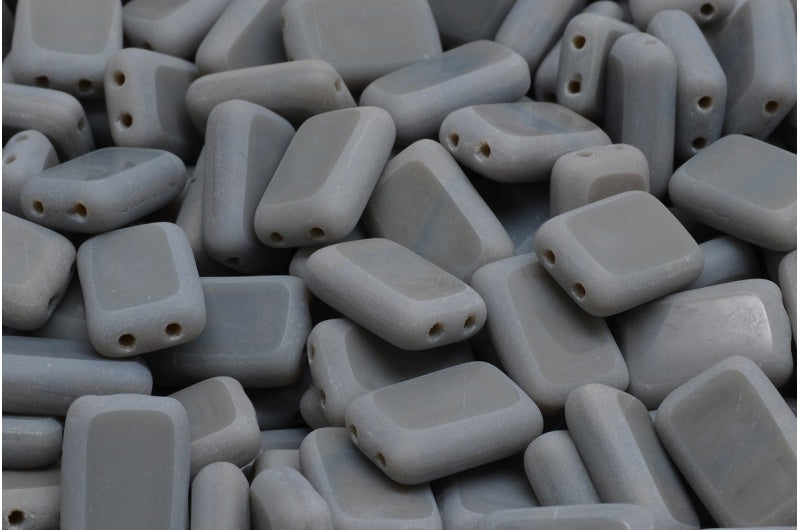 Table Cut Rectangle Beads with 2holes, Opaque Gray 84100 (43010 84100), Glass, Czech Republic