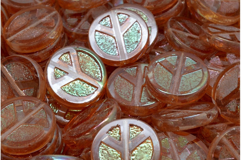 Table Cut Peace Beads, Crystal Jet Black Full Apricot (30 29123), Glass, Czech Republic
