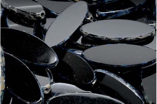 Table Cut Ship Flat Beads, Black 43400 (23980 43400), Glass, Czech Republic
