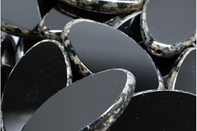 Table Cut Ship Flat Beads, Black 43400 (23980 43400), Glass, Czech Republic