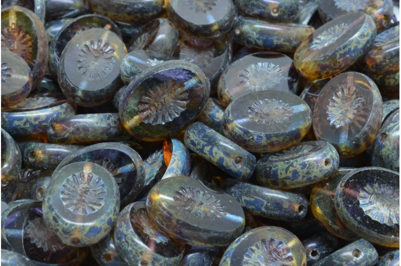 Table Cut Kiwi Beads, Tt004 Travertin (TT004 86800), Glass, Czech Republic