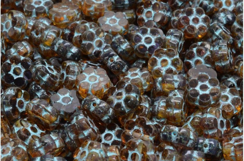 Table Cut Flower Beads 8, 26222 Travertin 54308 (26222 86800 54308), Glass, Czech Republic