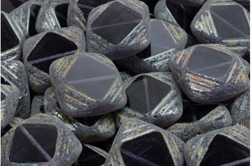 Table Cut Window Designed Beads, Transparent Light Amethyst Travertin (20500 86800), Glass, Czech Republic