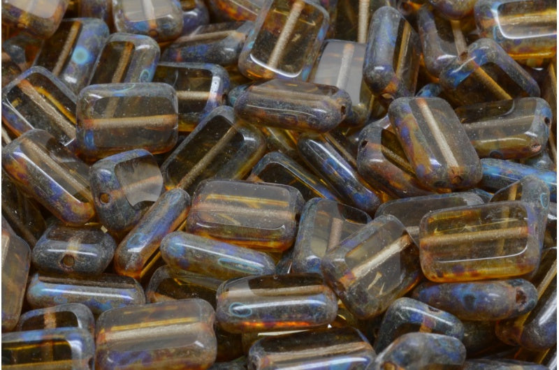 Table Cut Rectangle Beads, 40020 Travertin (40020 86800), Glass, Czech Republic