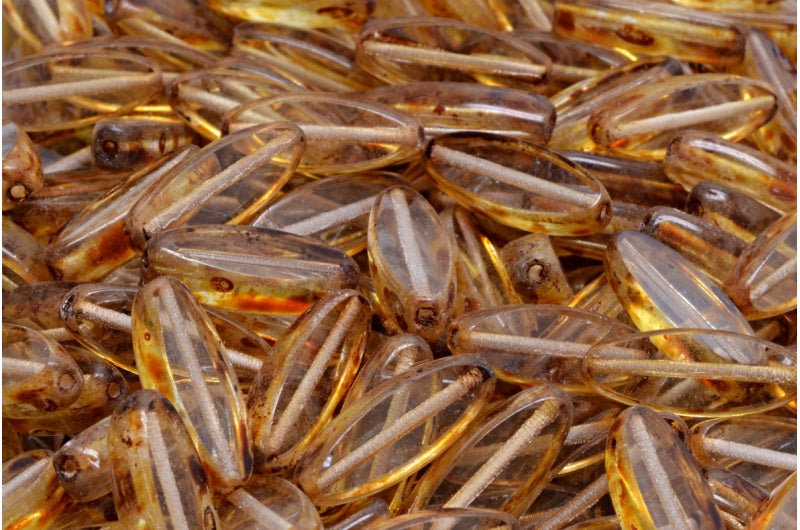 Table Cut Ship Flat Beads, Crystal Travertin (30 86800), Glass, Czech Republic