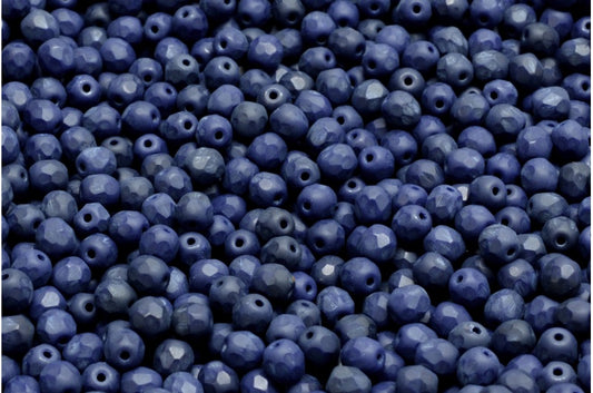ファセット加工ビーズ ラウンド、不透明ブルーマット（33400-84100）、ボヘミアクリスタルガラス、チェコ共和国