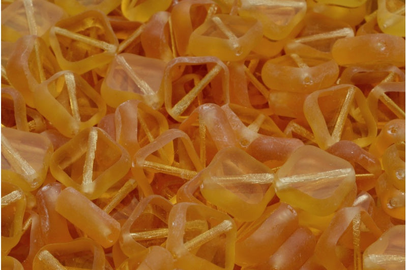 Table Cut Flat 4 Edges Shape Beads, Transparent Orange 84100 (10030 84100), Glass, Czech Republic