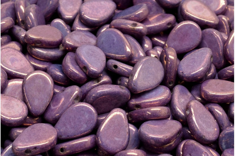 Flat Tear Drop Beads, White Purple (02010-15726), Glass, Czech Republic