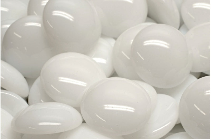 Cabochon Beads White (02010), Glass, Czech Republic
