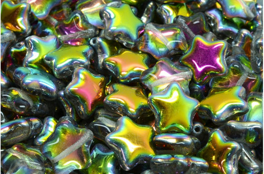 Flat Star Beads, Crystal 28137 (00030-28137), Glass, Czech Republic