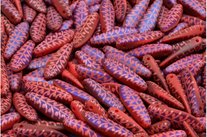 Dagger Beads, Red 22273 L Ry (93190-22273-L-RY), Glass, Czech Republic