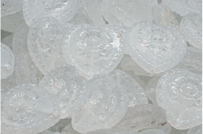 バラのハートビーズ、クリスタル（00030）、ガラス、チェコ共和国