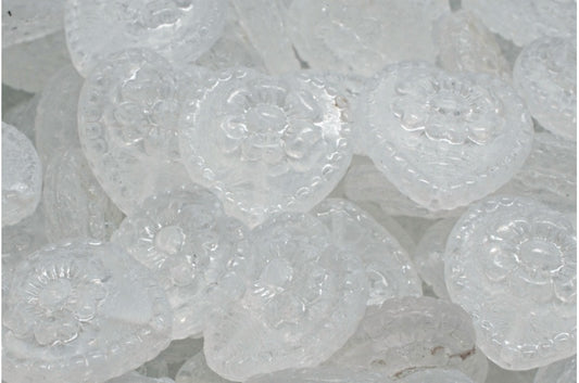 バラのハートビーズ、クリスタル（00030）、ガラス、チェコ共和国