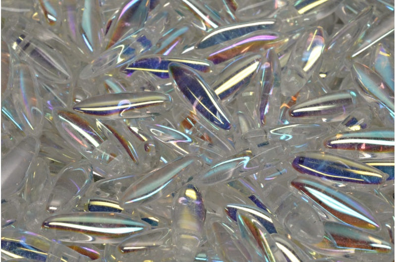 2-Hole Dagger Beads, Crystal Ab (00030-28701), Glass, Czech Republic