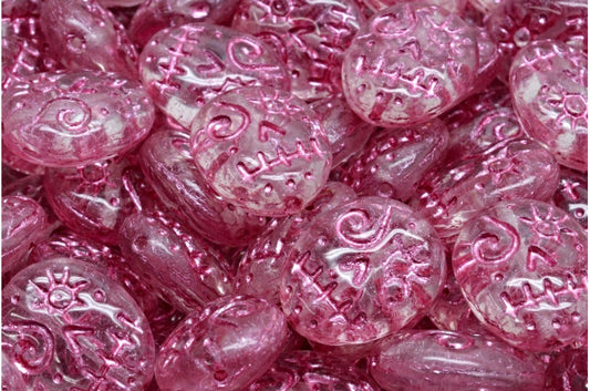 Woodoo Funny Face Beads, Crystal Pink Lined (00030-54321), Glass, Czech Republic