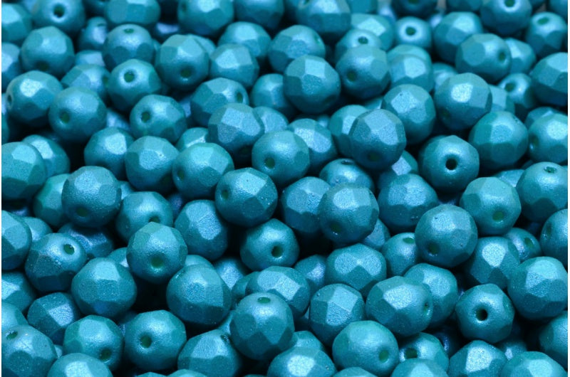 Fire Polished Faceted Beads Round, White 24514 (02010-24514), Bohemia Crystal Glass, Czech Republic