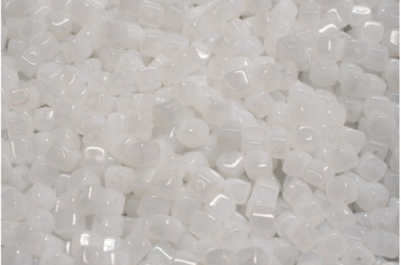 Cube Beads, White (02010), Glass, Czech Republic
