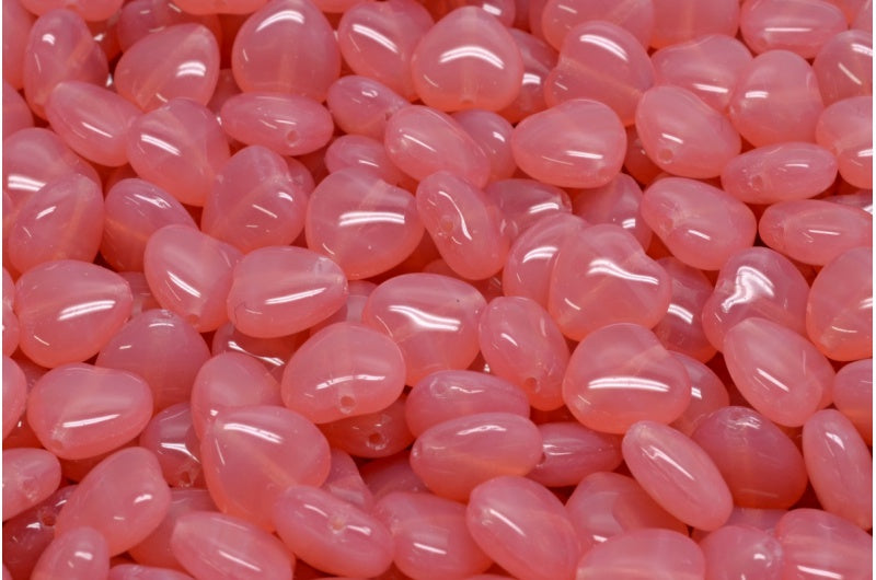 Heart Beads, Opal Pink (71010), Glass, Czech Republic