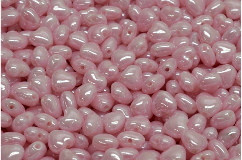 ハートビーズ、オパールピンクヘマタイト（71400-14400）、ガラス、チェコ共和国