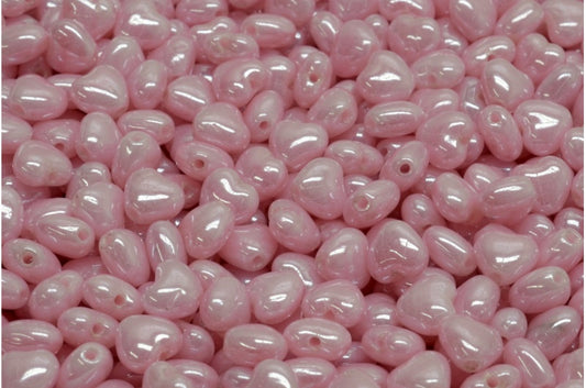 ハートビーズ、オパールピンクヘマタイト（71400-14400）、ガラス、チェコ共和国