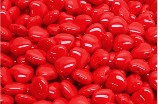 ハートビーズ、不透明レッド（93200）、ガラス、チェコ共和国