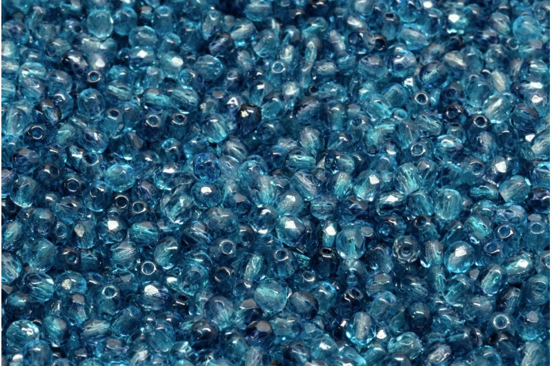 Fire Polish Faceted Round Beads, Crystal 48603 (00030-48603), Glass, Czech Republic