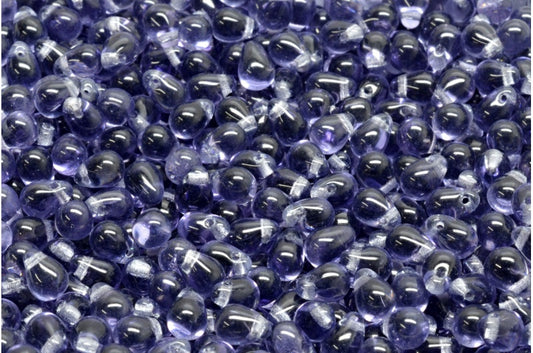 ドロップビーズ、透明ライトアメジスト（20500）、ガラス、チェコ共和国