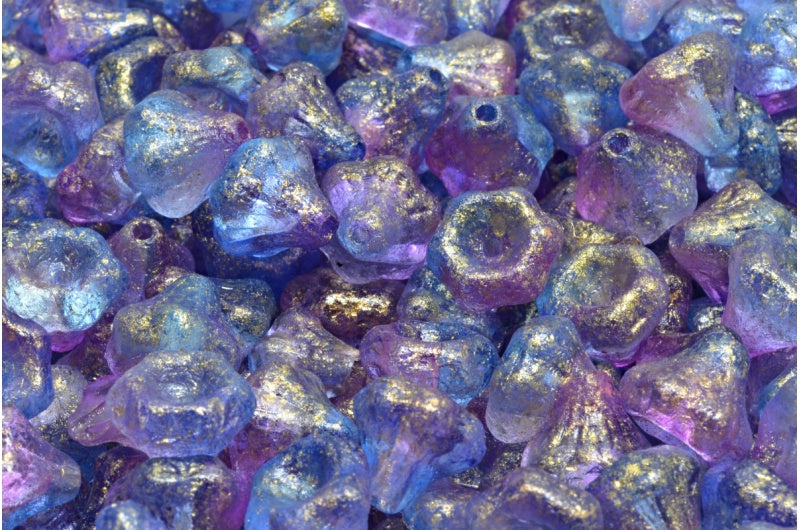 フラワーベルビーズ、クリスタルエッチングブルーバイオレット56902（00030-etch-48002-56902）、ガラス、チェコ共和国