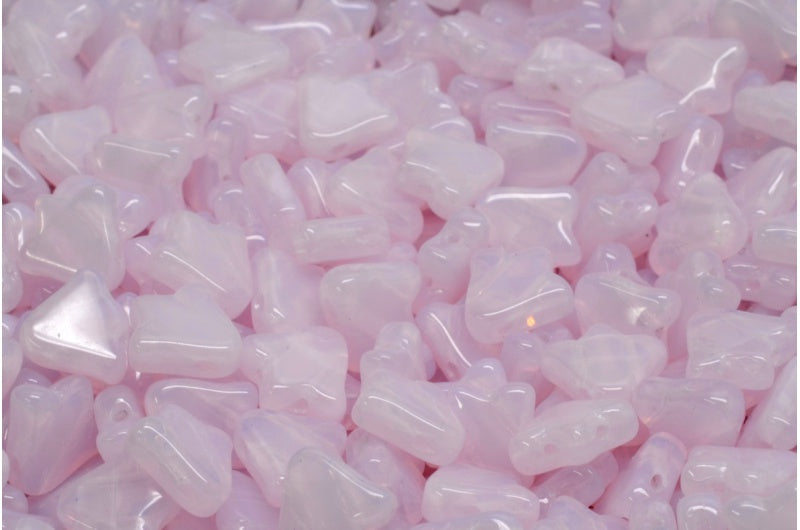 2穴フラットチューリップベルビーズ、オパールピンク（71200）、ガラス、チェコ共和国