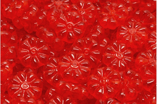 Asterisk Flower Beads, Transparent Red (90050), Glass, Czech Republic
