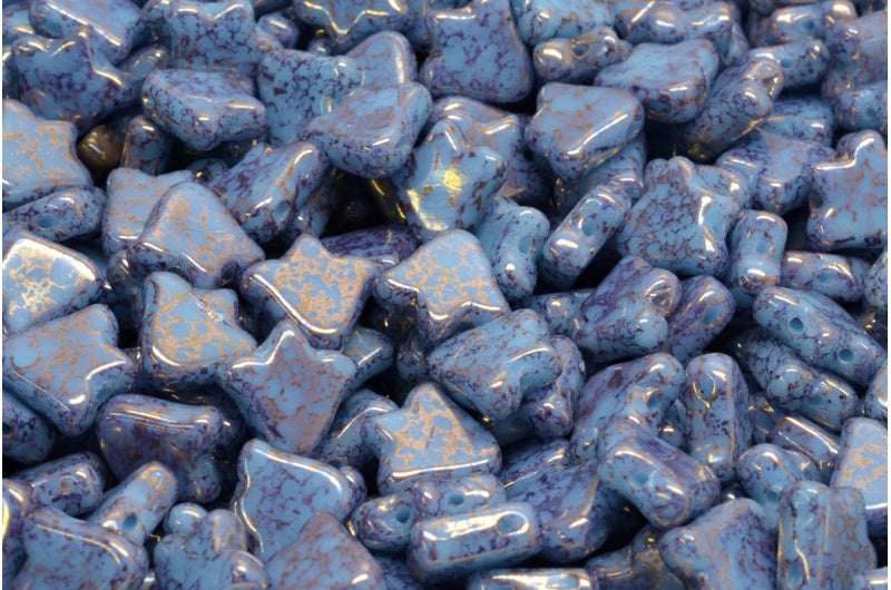 2穴フラットチューリップベルビーズ、ターコイズブルーテラコッタバイオレット（63030-15496）、ガラス、チェコ共和国