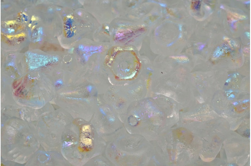 フラワーベルビーズ、クリスタルエッチングABフル（2Xサイド）（00030-etch-28703）、ガラス、チェコ共和国