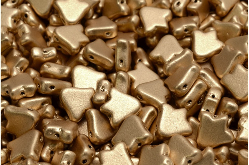 2穴フラットチューリップベルビーズ、クリスタルアズテックペールゴールド（00030-01710）、ガラス、チェコ共和国