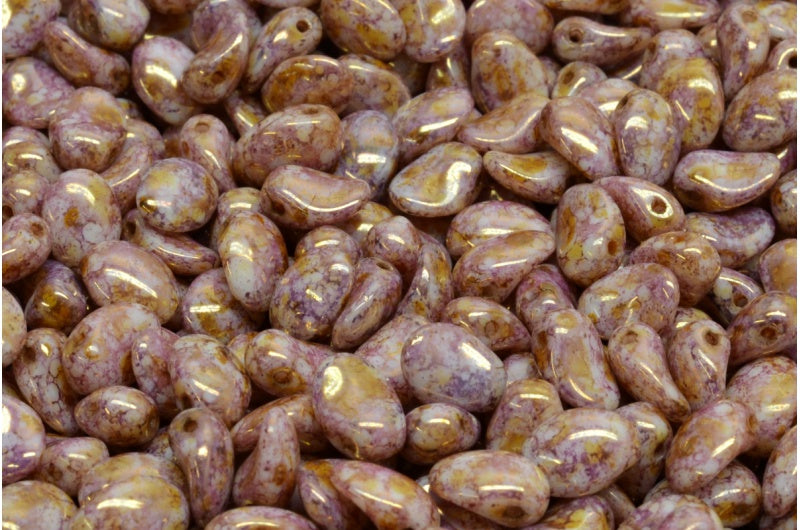 Tulip Petal Beads, White Senegal Violet (02010-15695), Glass, Czech Republic