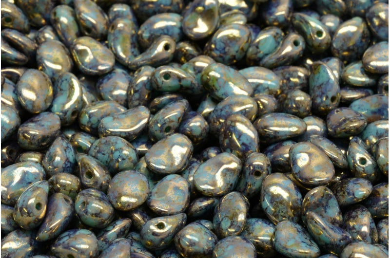 Tulip Petal Beads, Turquoise 15696 (63130-15696), Glass, Czech Republic