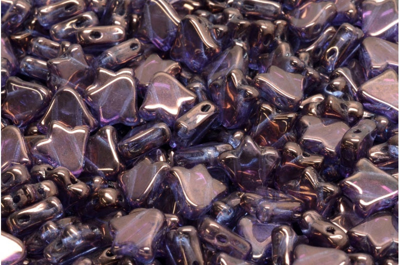 2穴フラットチューリップベルビーズ、クリスタルパープル（00030-15726）、ガラス、チェコ共和国