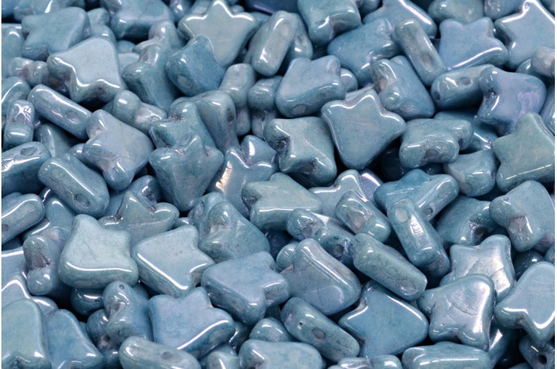 Flache 2-Loch-Tulpenglockenperlen, weiß glänzend blau vollbeschichtet (02010-14464), Glas, Tschechische Republik