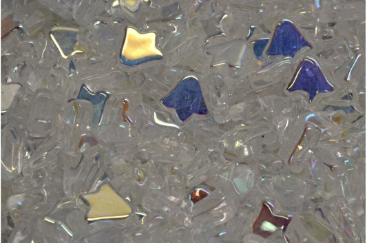 2-Hole Flat Tullip Bell Beads, Crystal Ab (00030-28701), Glass, Czech Republic