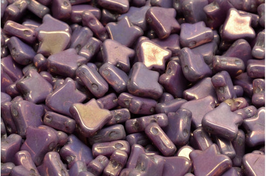 2 孔扁平郁金香钟珠，白色蛋白石紫色 (02020-15726)，玻璃，捷克共和国