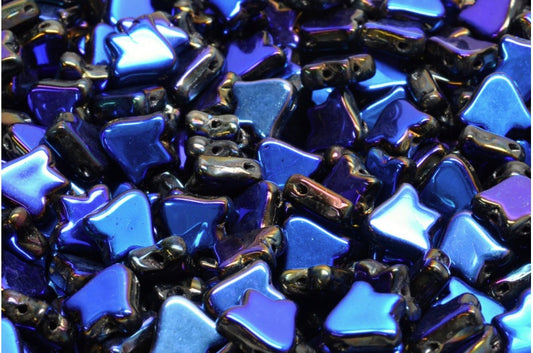 2-Hole Flat Tullip Bell Beads, Black 22203 (23980-22203), Glass, Czech Republic